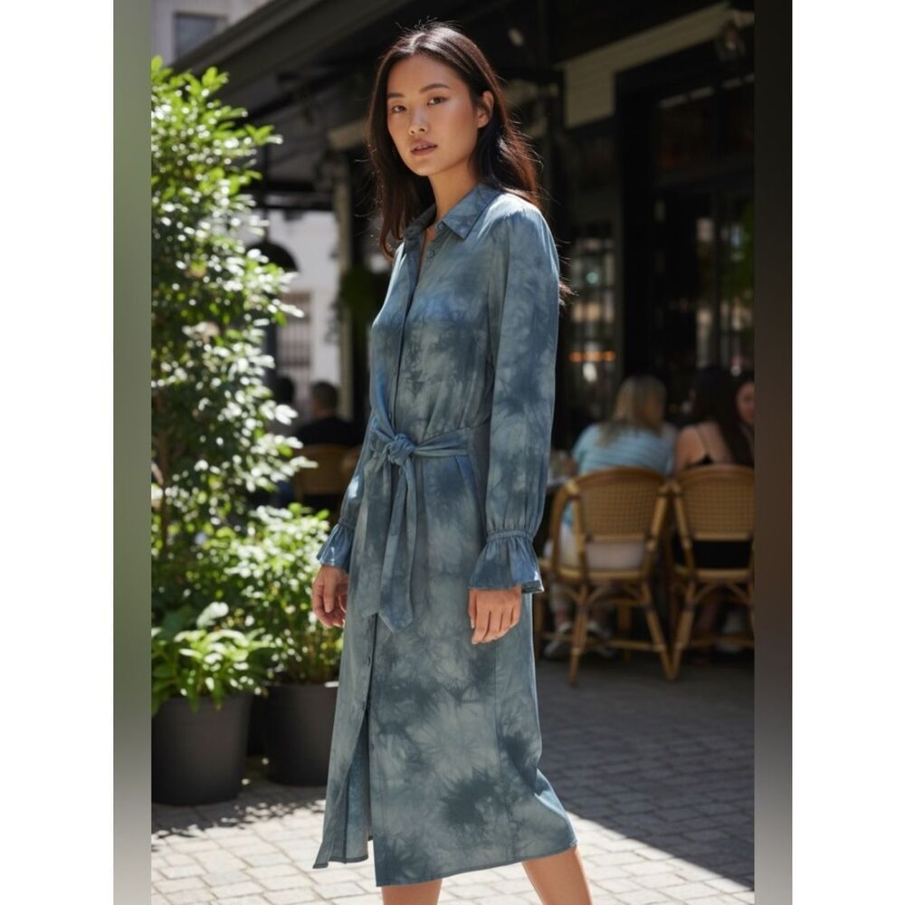 $230 Young Fabulous & Brooke blue tie dye dress New small